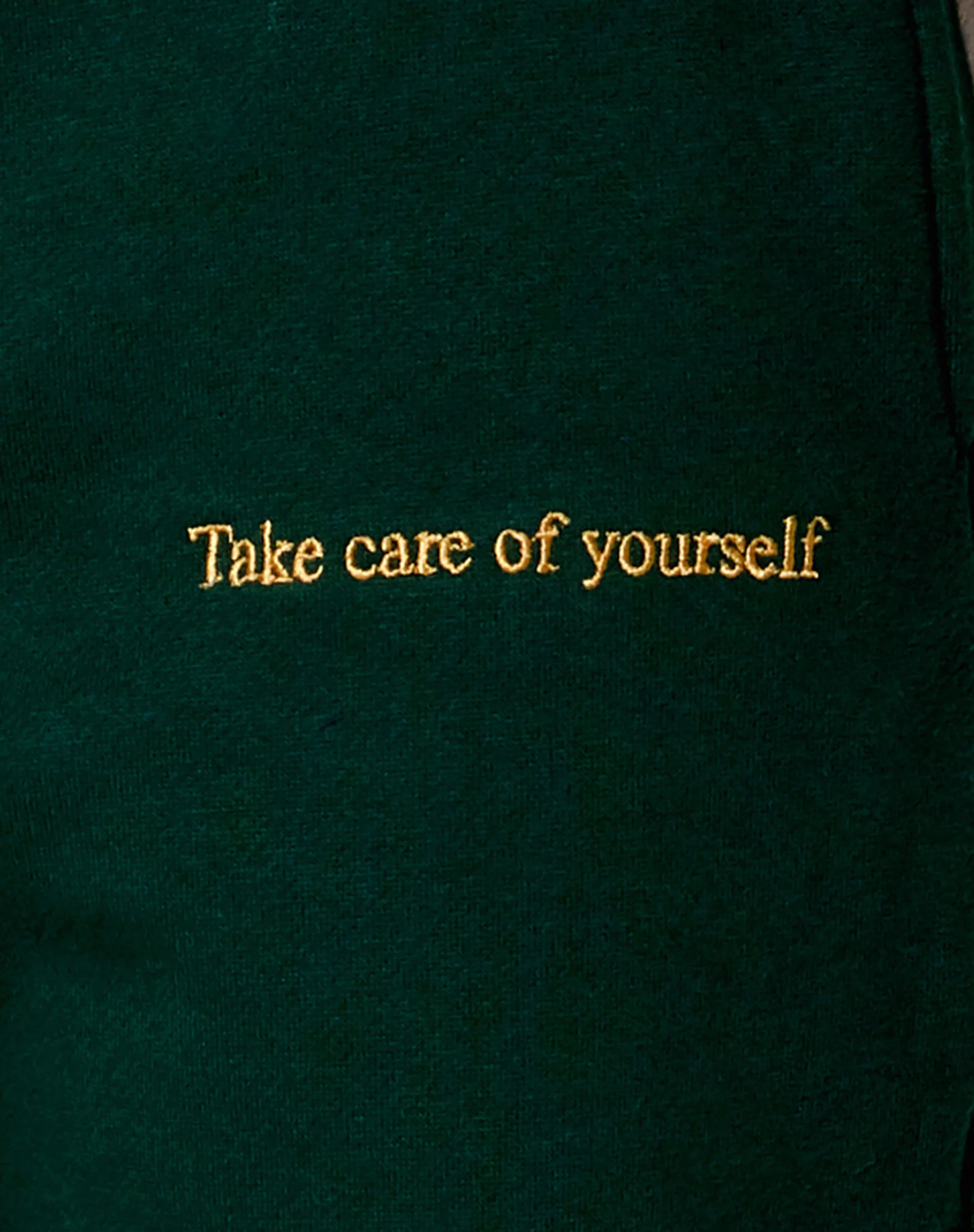 Basta Jogger in Bottle Green with 'Take Care Of Yourself' Embro - Image 6