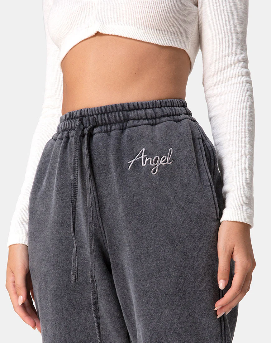 Basta Jogger in Acid Washed Black with 'Angel' Embro - Image 6