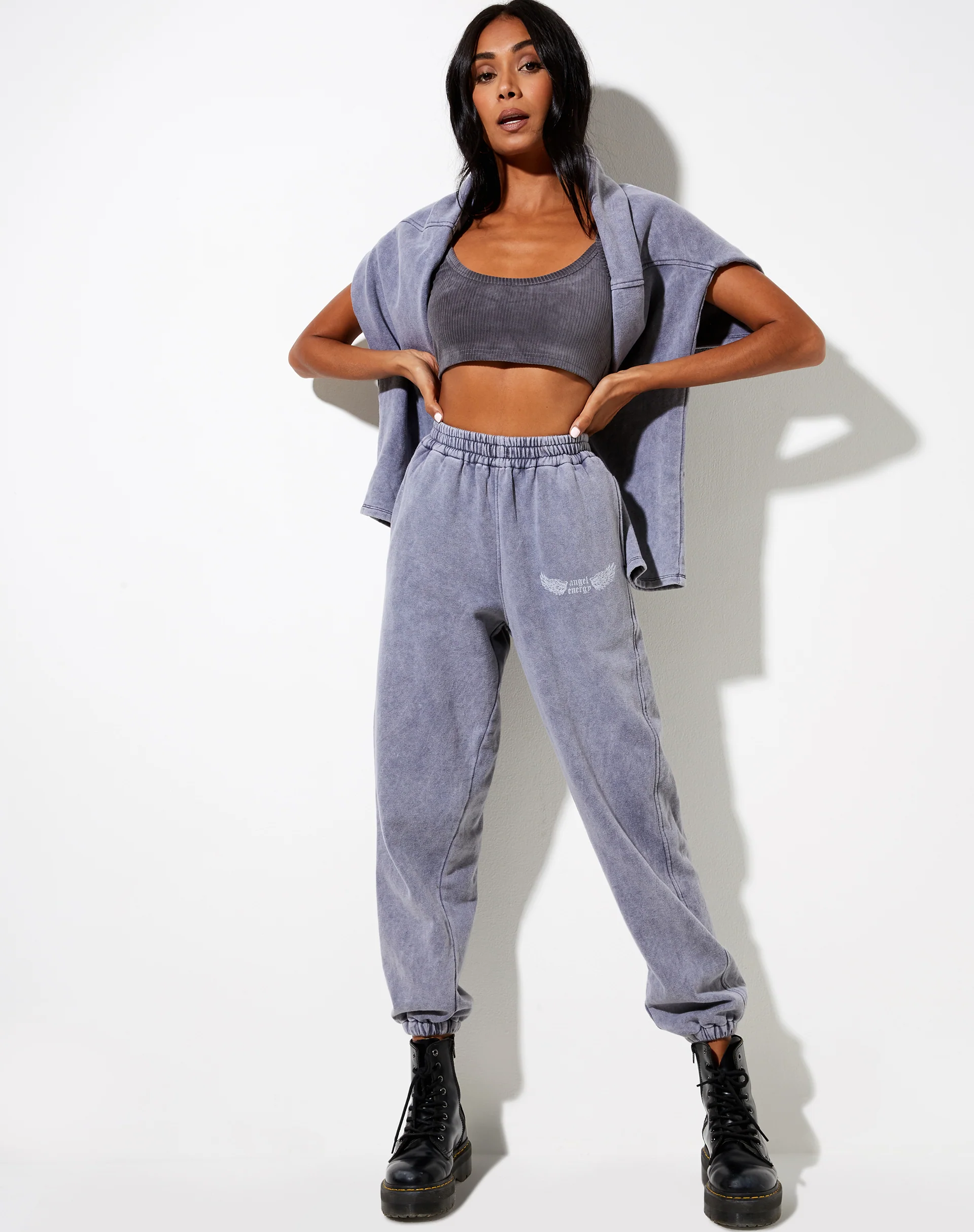Basta Jogger in Charcoal Wash 'Angel Energy' Wings - Image 4