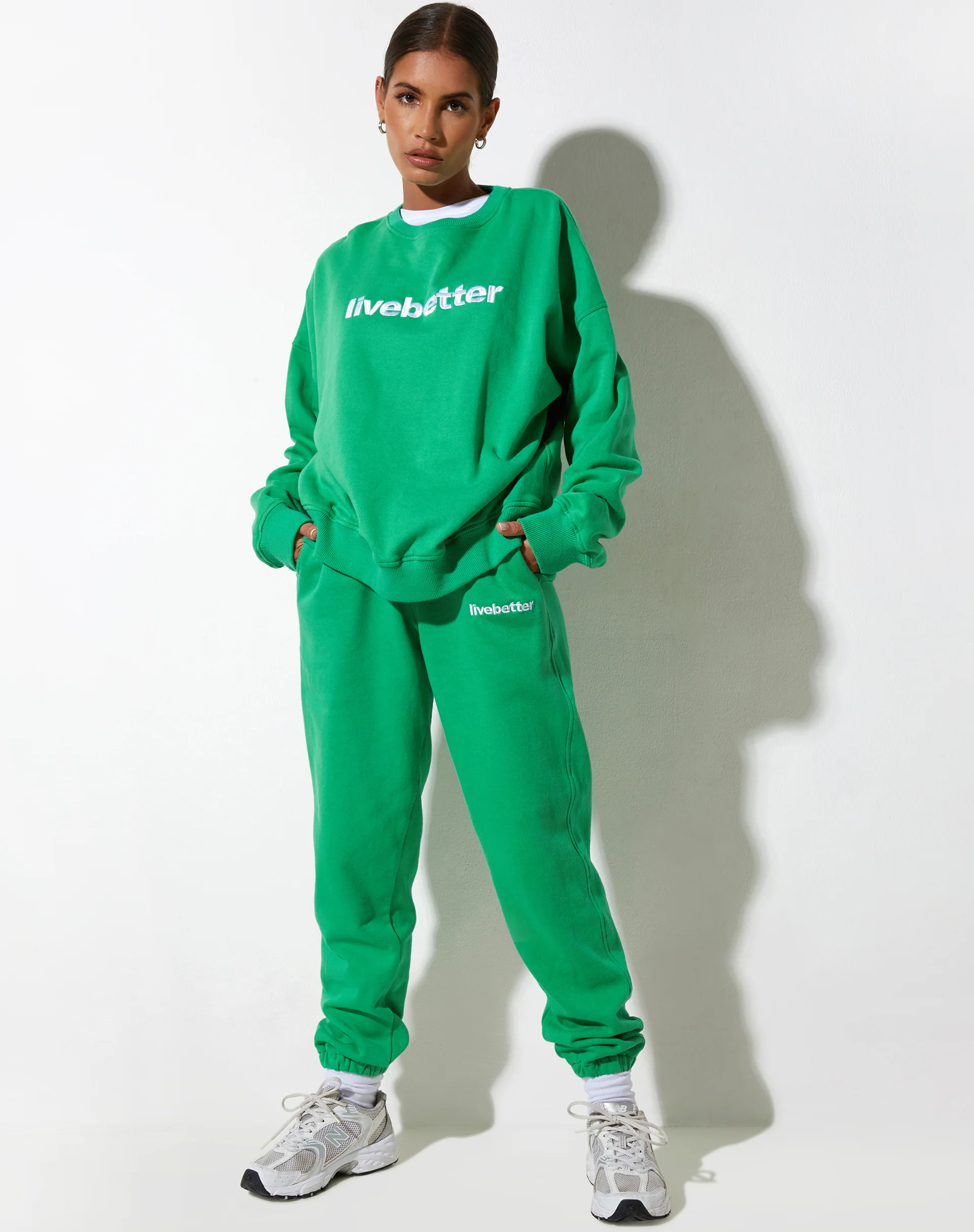 Basta Jogger in Fun Green with 'Live Better' Embro - Image 4