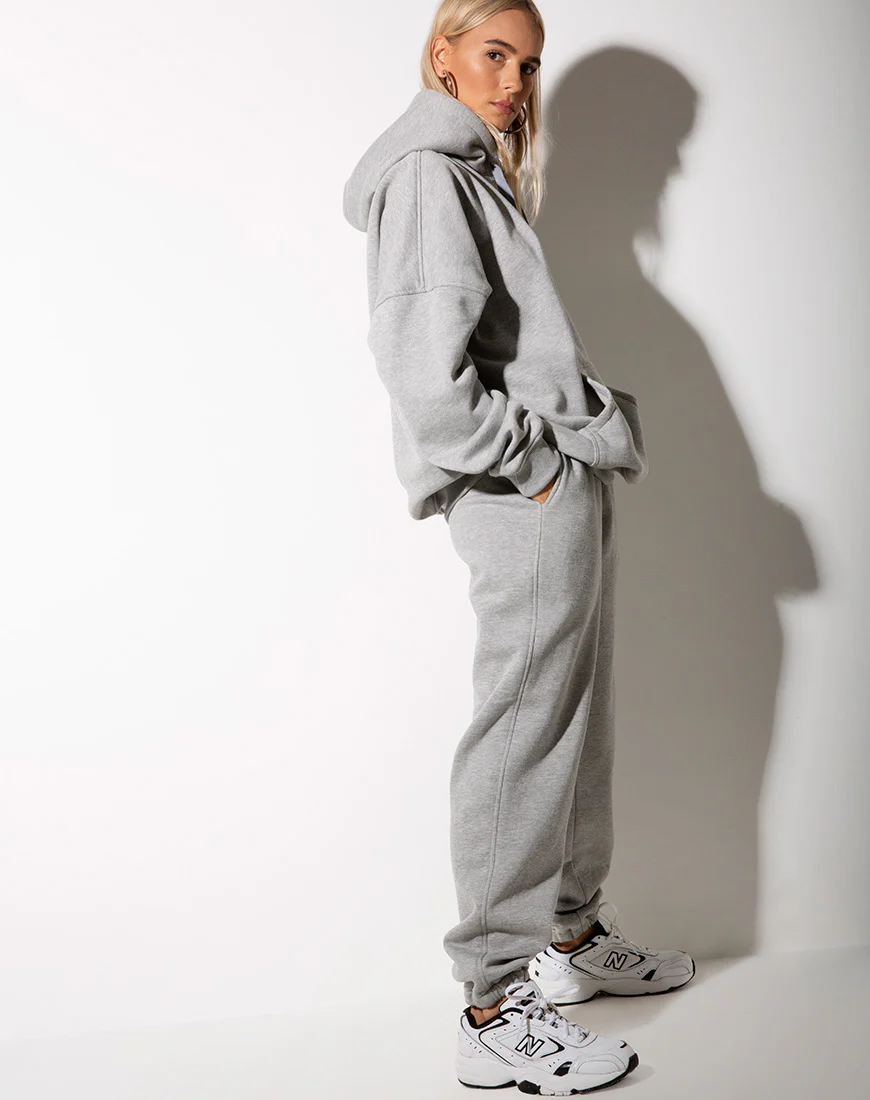 Basta Jogger in Grey Marl with 'Motel' Barcode Embro - Image 3