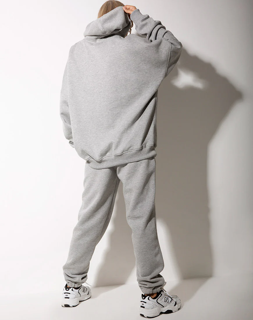 Basta Jogger in Grey Marl with 'Motel' Barcode Embro - Image 5