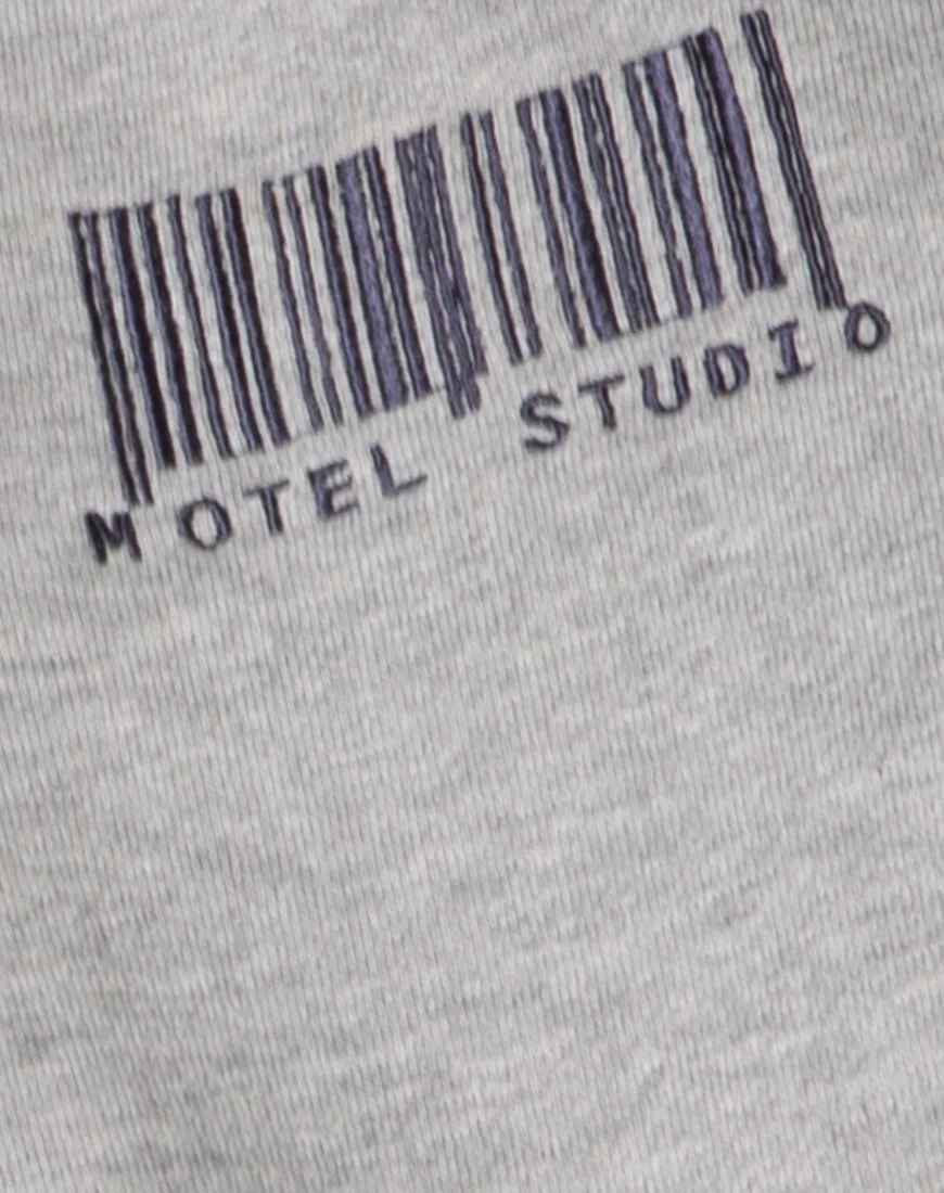 Basta Jogger in Grey Marl with 'Motel' Barcode Embro - Image 6