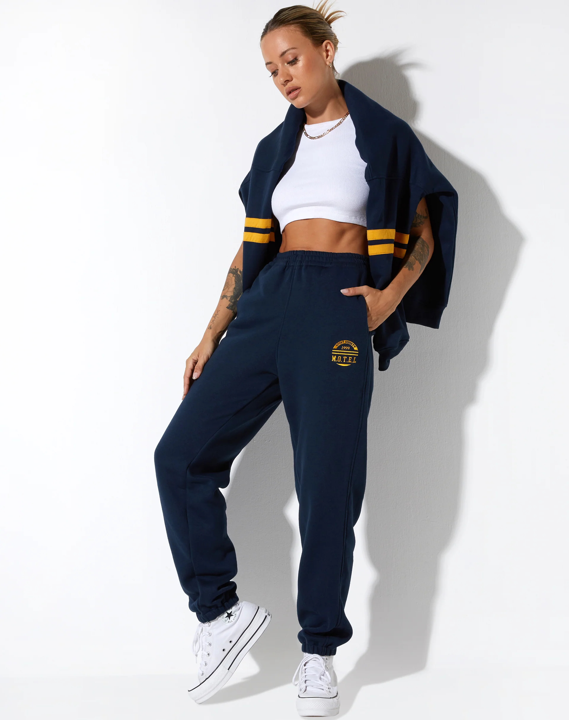 Basta Jogger in Navy Citrus Stripe Football 1999 - Image 4