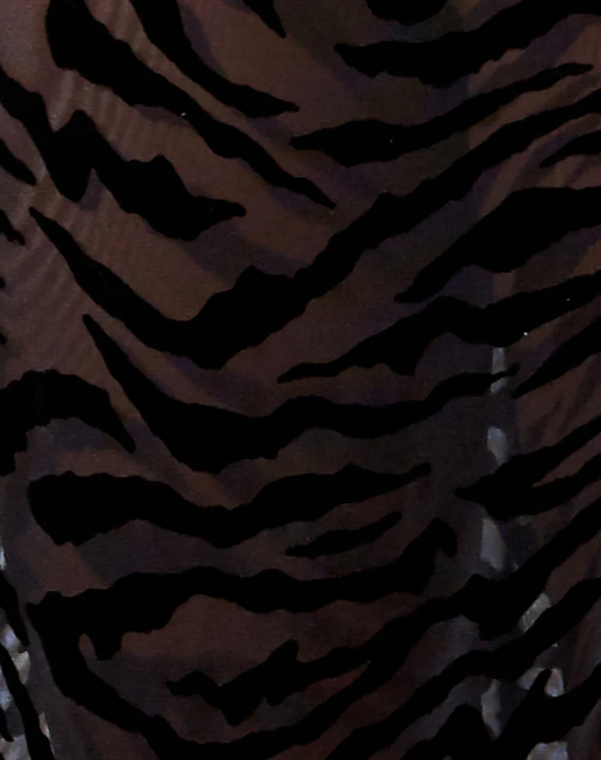 Batis Maxi Dress in Horizontal Zebra Flock Black - Image 5