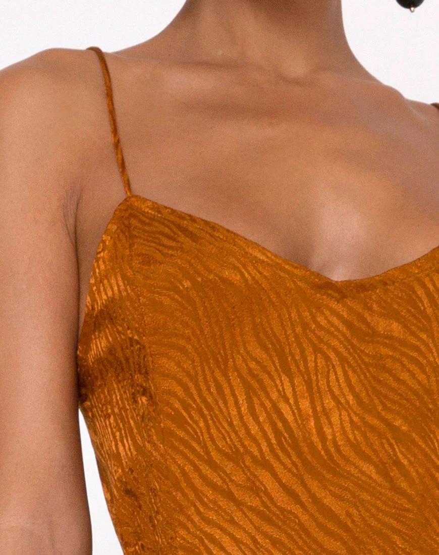Batis Maxi Dress in Satin Zebra Golden Coral - Image 5