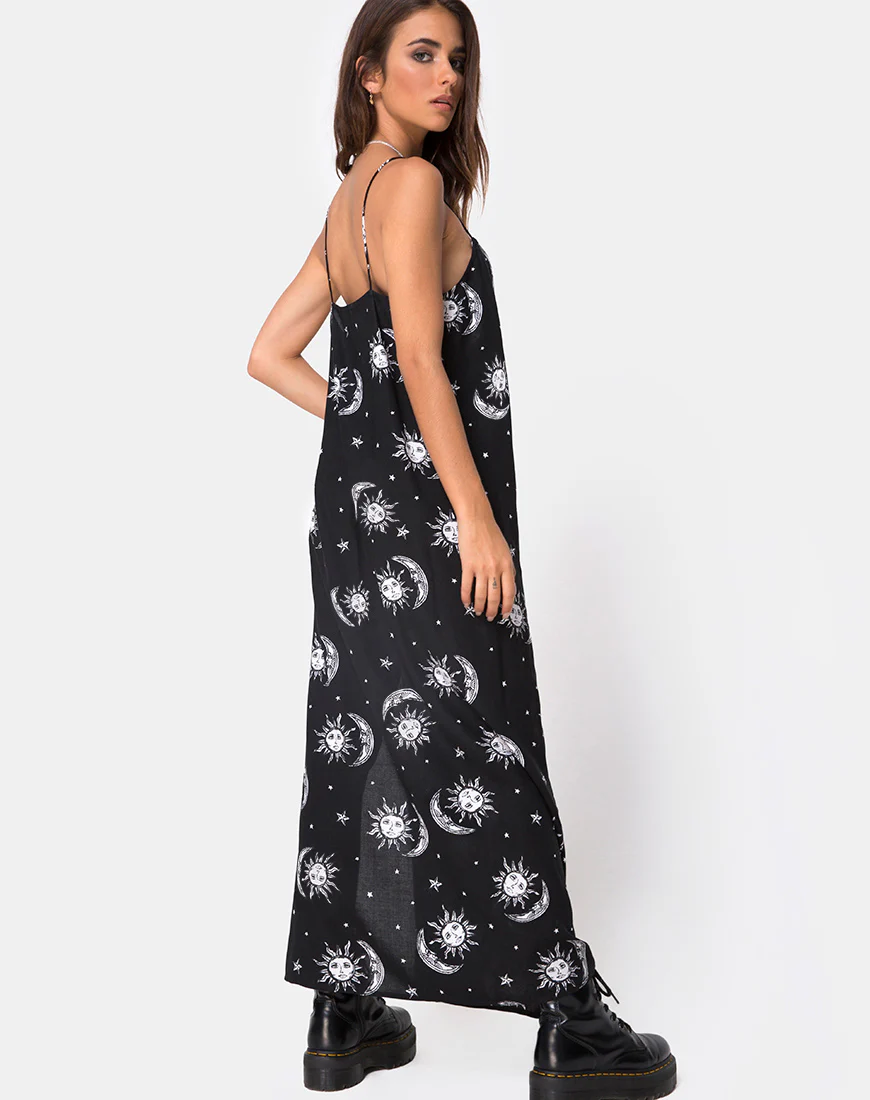 Batis Maxi Dress in Sun Moon Stars BW - Image 2