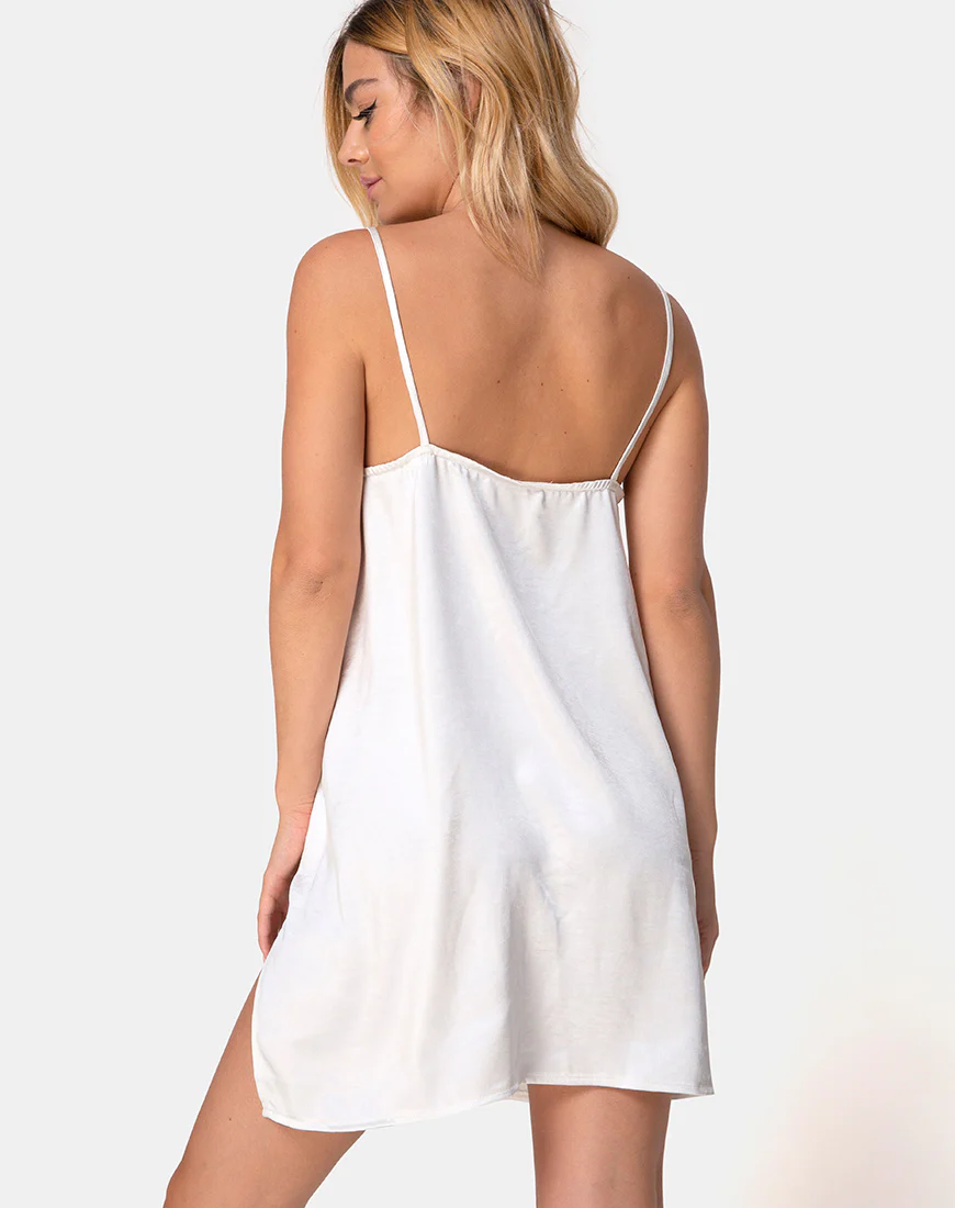 Batista Dress in Satin Ivory - Image 2