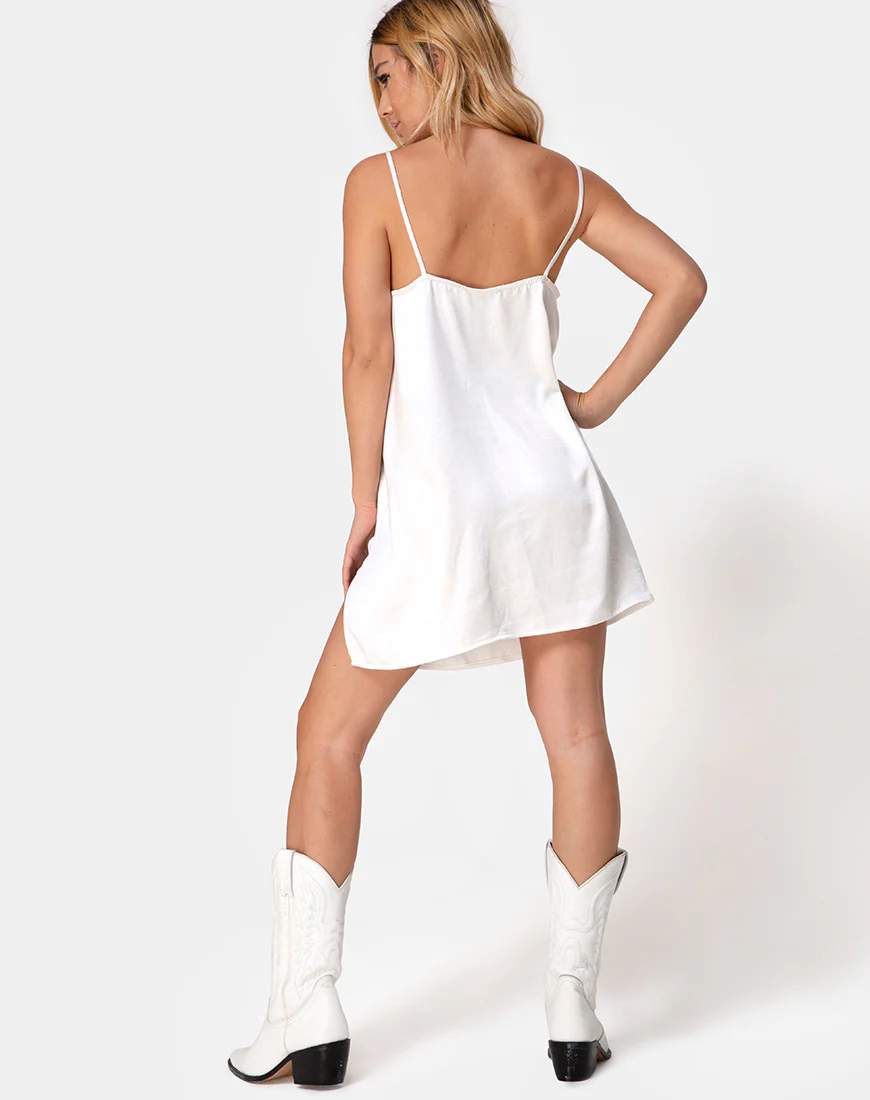 Batista Dress in Satin Ivory - Image 4