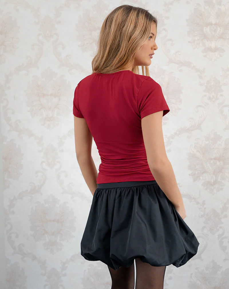 Batya Plunge Top in Ruched Jersey Adrenaline Red - Image 4