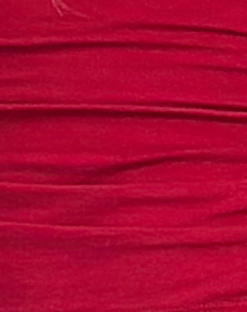 Batya Plunge Top in Ruched Jersey Adrenaline Red - Image 6