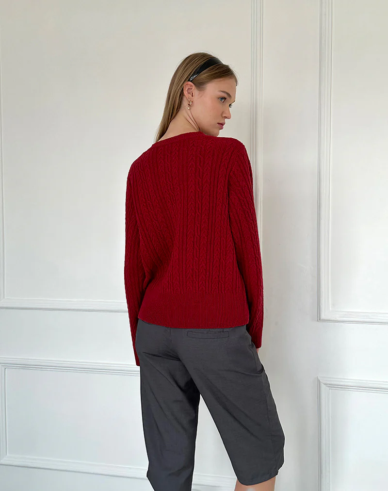 Bavana Cardigan in Deep Red - Image 2