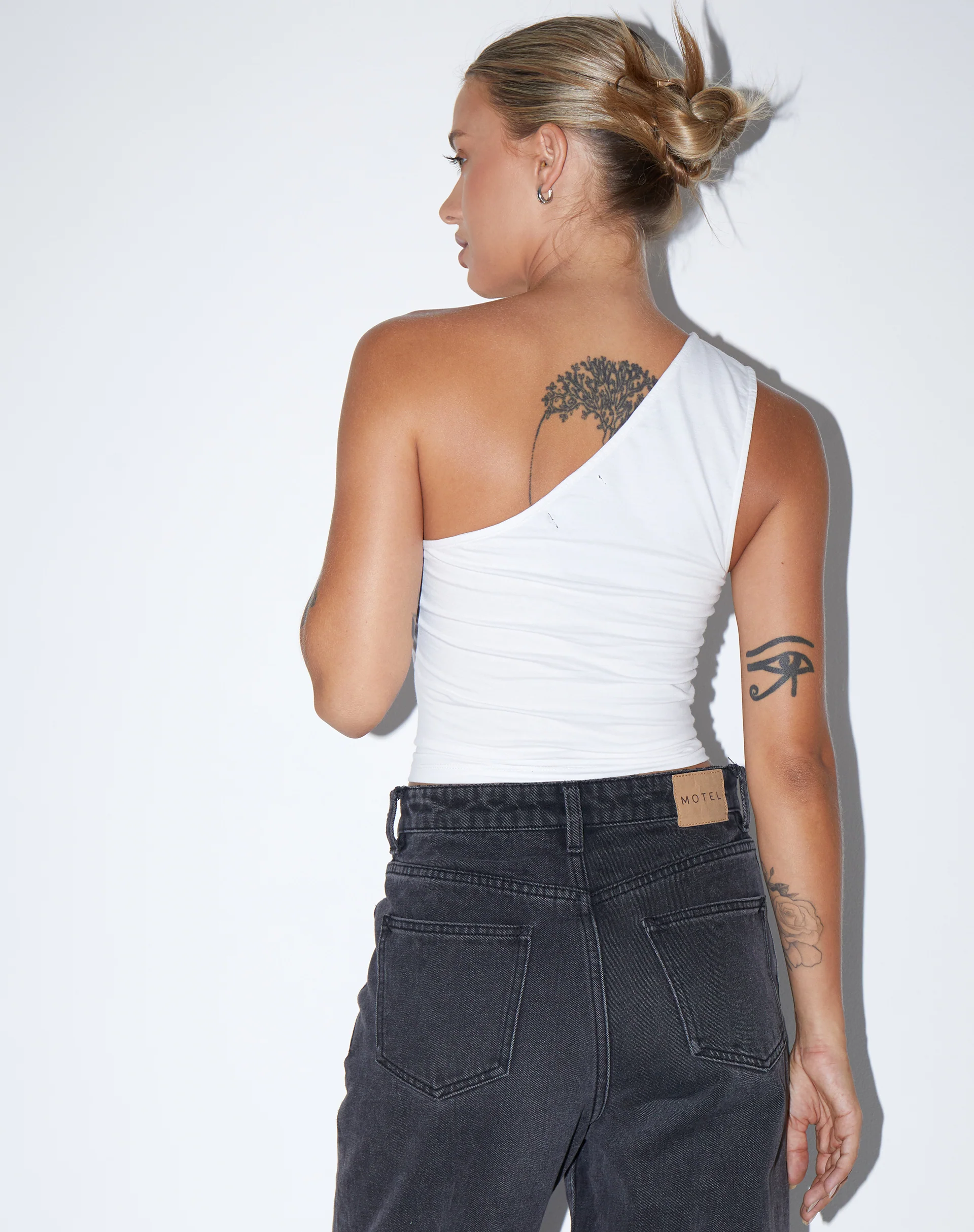 Bay One Shoulder Top in Lycra White - Image 4