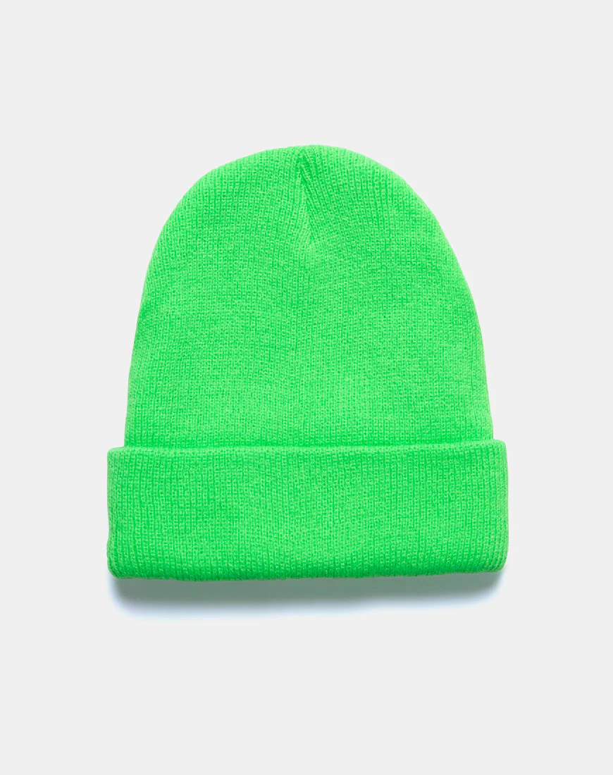 Beanie Hat in Slime Green - Image 3