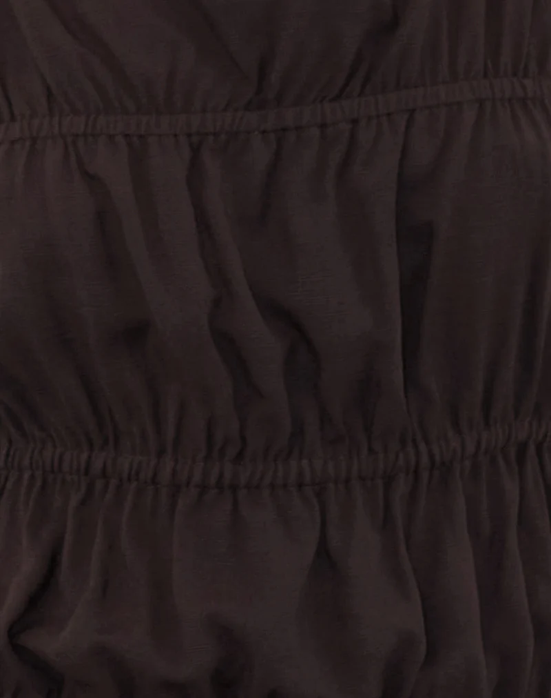 Beck Ruched Tie Strap Top in Bitter Chocolate - Image 5