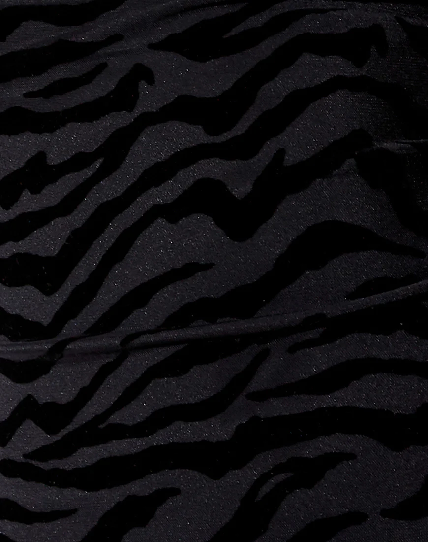 Becky Mini Dress in Horizontal Zebra Flock Black - Image 6