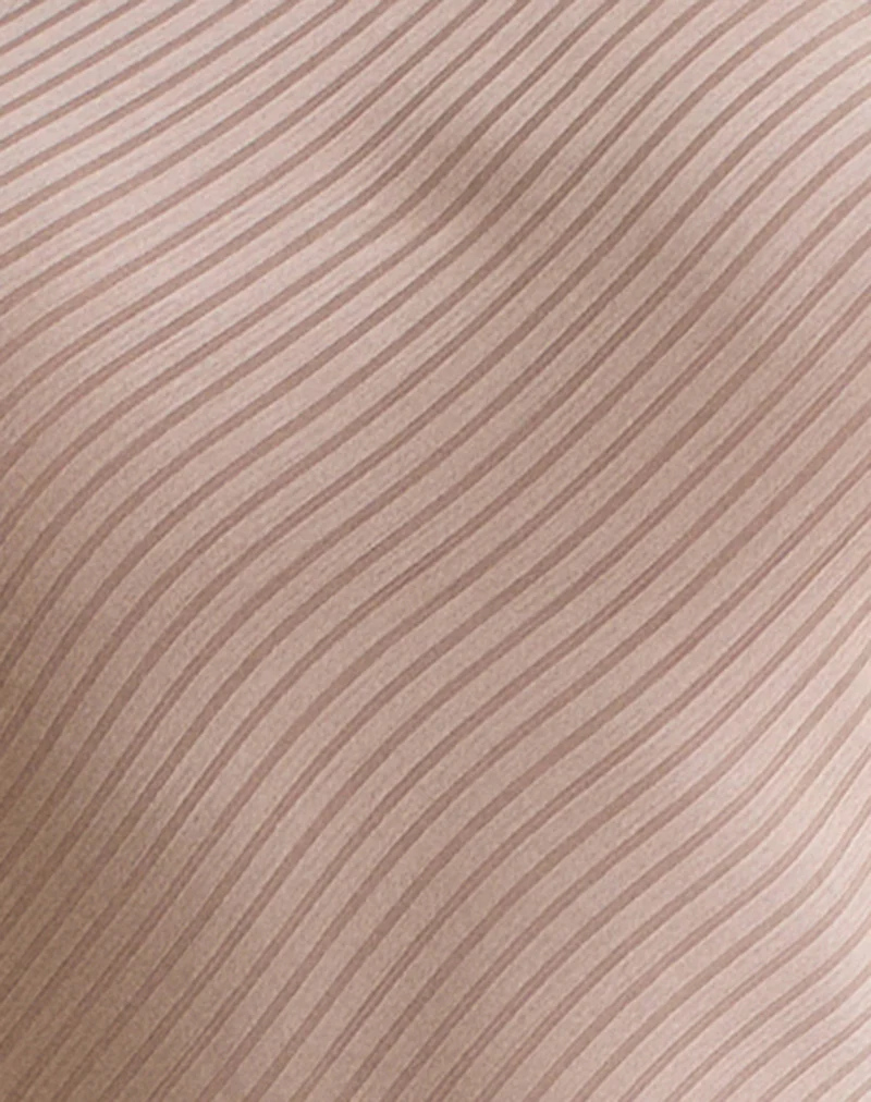 Belara Maxi Dress in Satin Stripe Taupe - Image 5