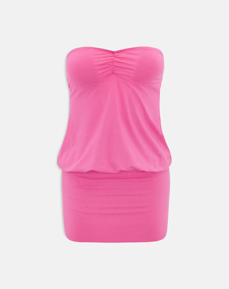 Belena Mini Dress in Jersey Deep Pink - Image 5
