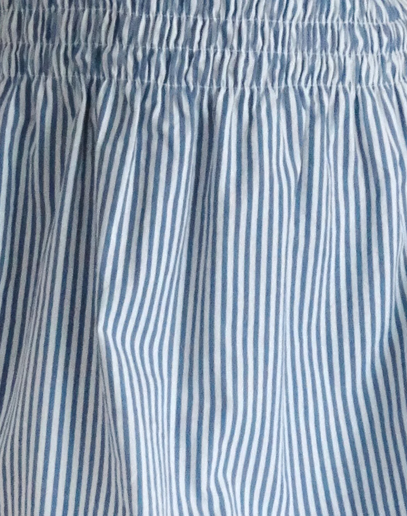 Belesi Midi Dress in Blue Small Vertical Stripe - Image 6