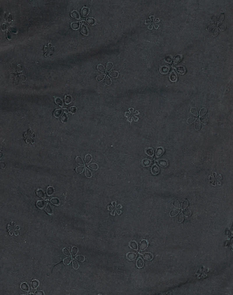 Belinda Mini Dress in Flower Broderie Black - Image 6