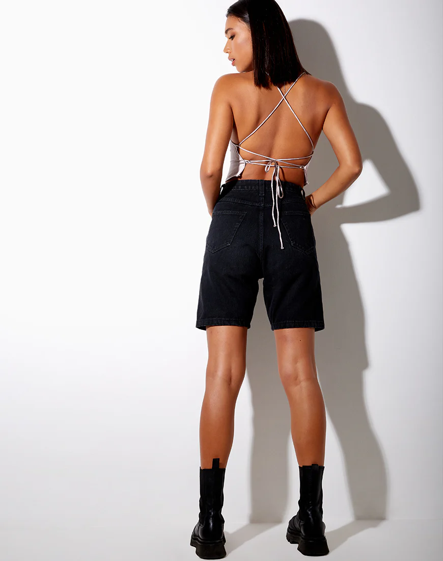 Belisa Crop Top in Satin Silver Grey - Image 4