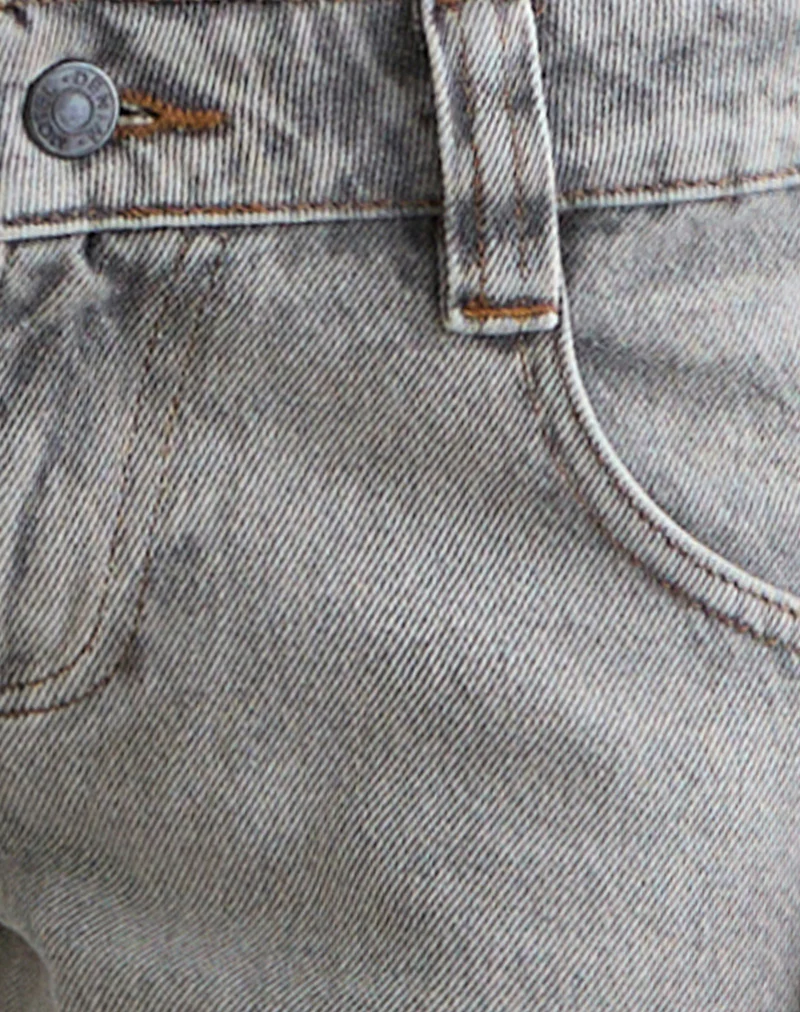 Bell Bottom Low Rise Flare Jeans in Bleached Grey - Image 6