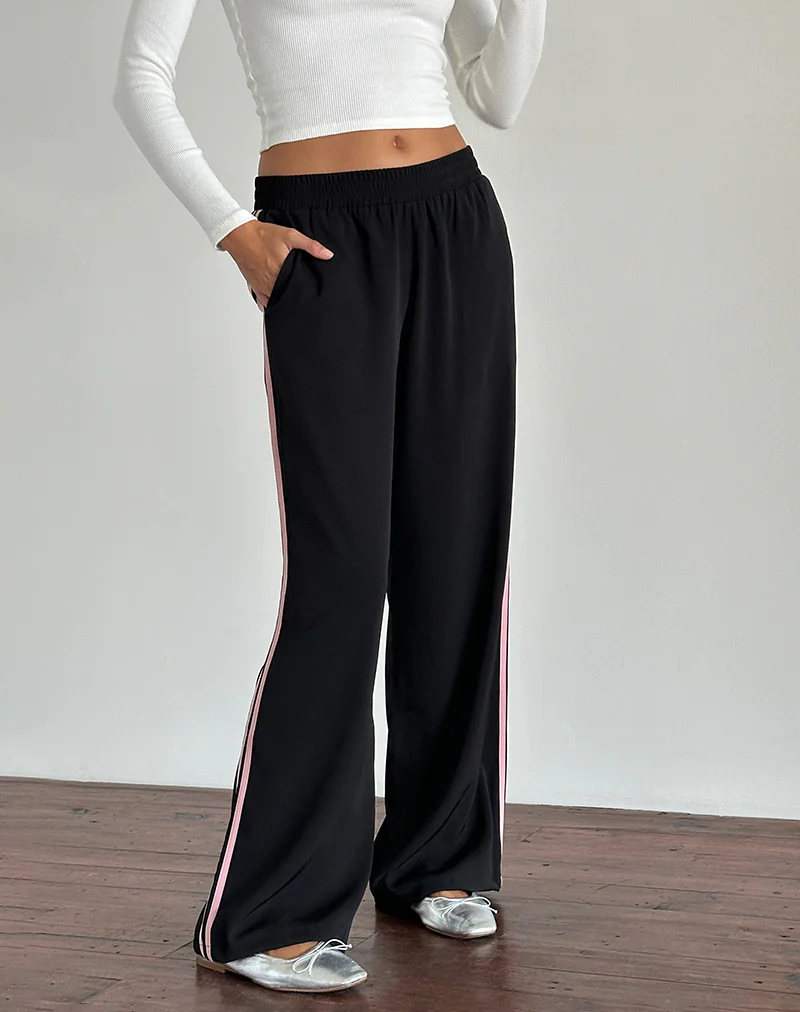 Bennett Trouser in Black with Pink Side Stripe - Image 5