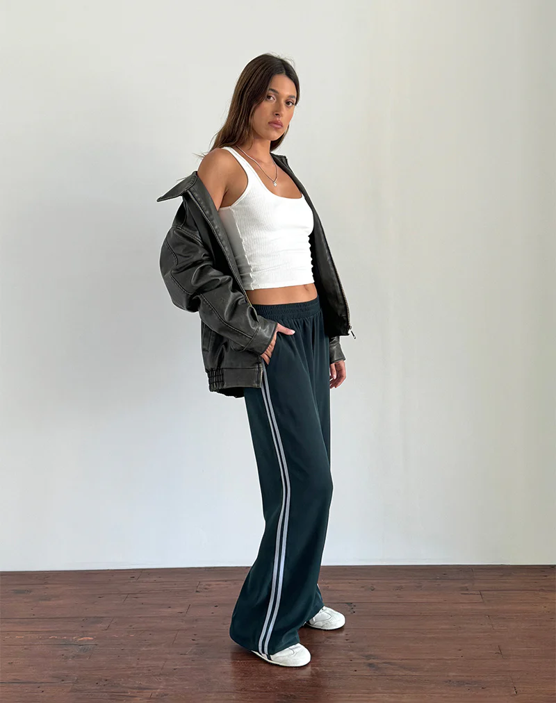 Bennett Trouser in Forest with Blue Stripe - Image 3