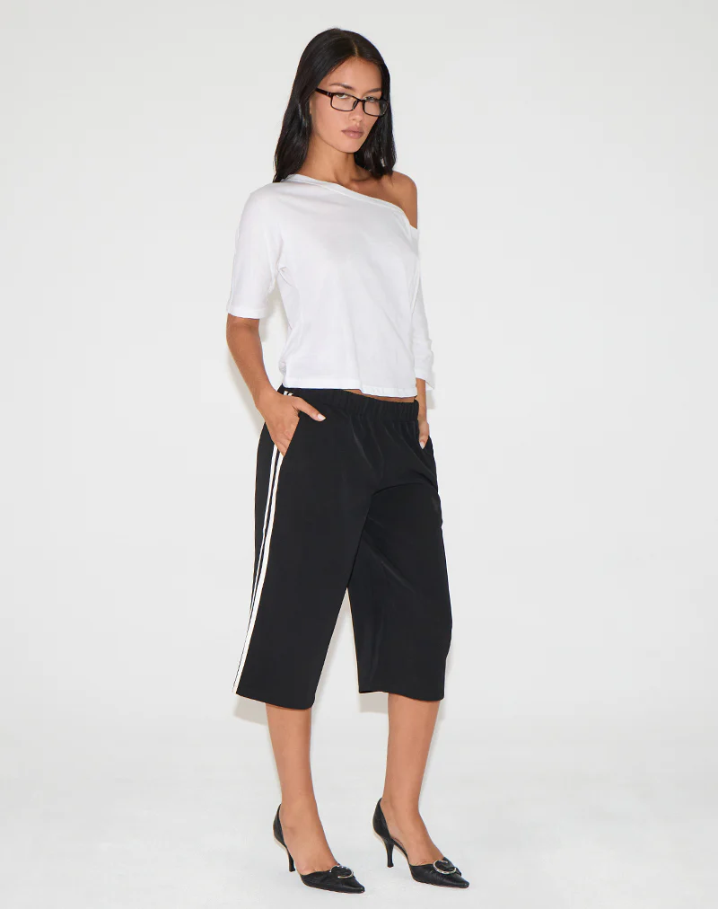 Benno Shorts in Black with White Side Stripe - Image 2