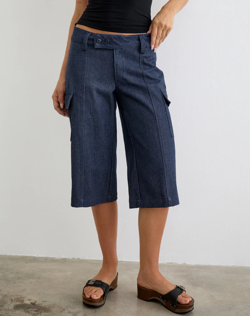 Bensen Capri Trouser in Chambray Denim Blue - Image 2