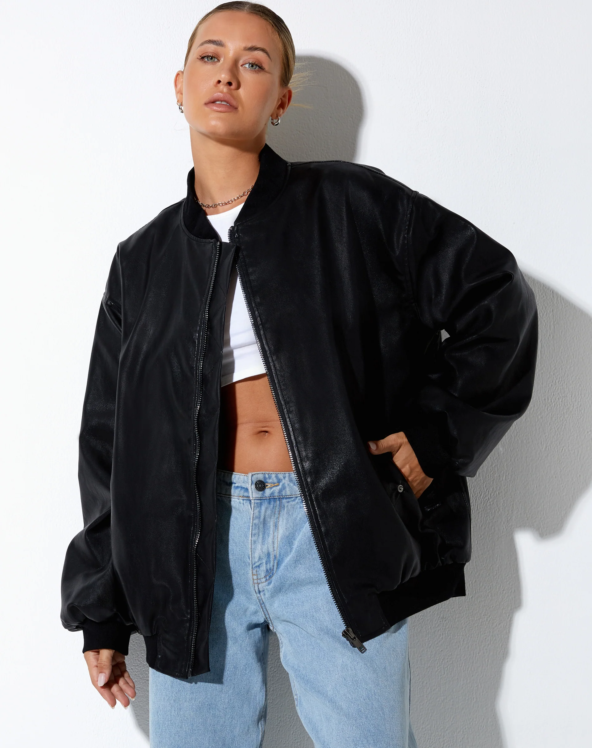 Benta Jacket in PU Black - Image 5