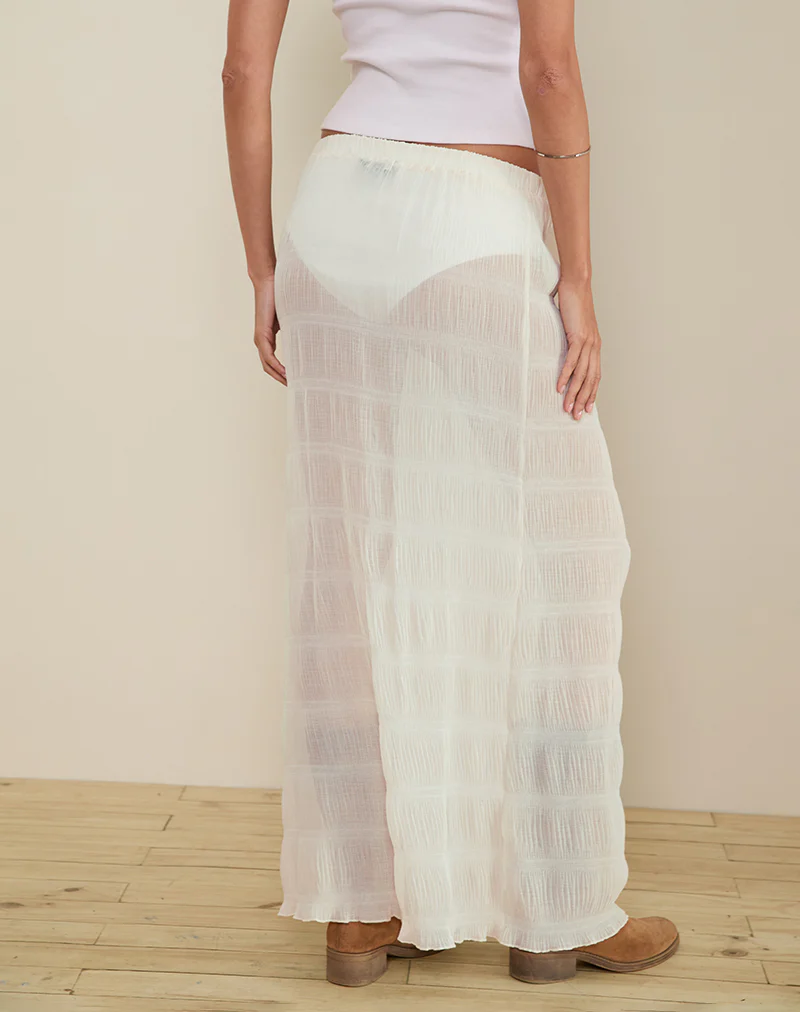 Bente Unlined Maxi Skirt in Chiffon Plisse Ivory - Image 3