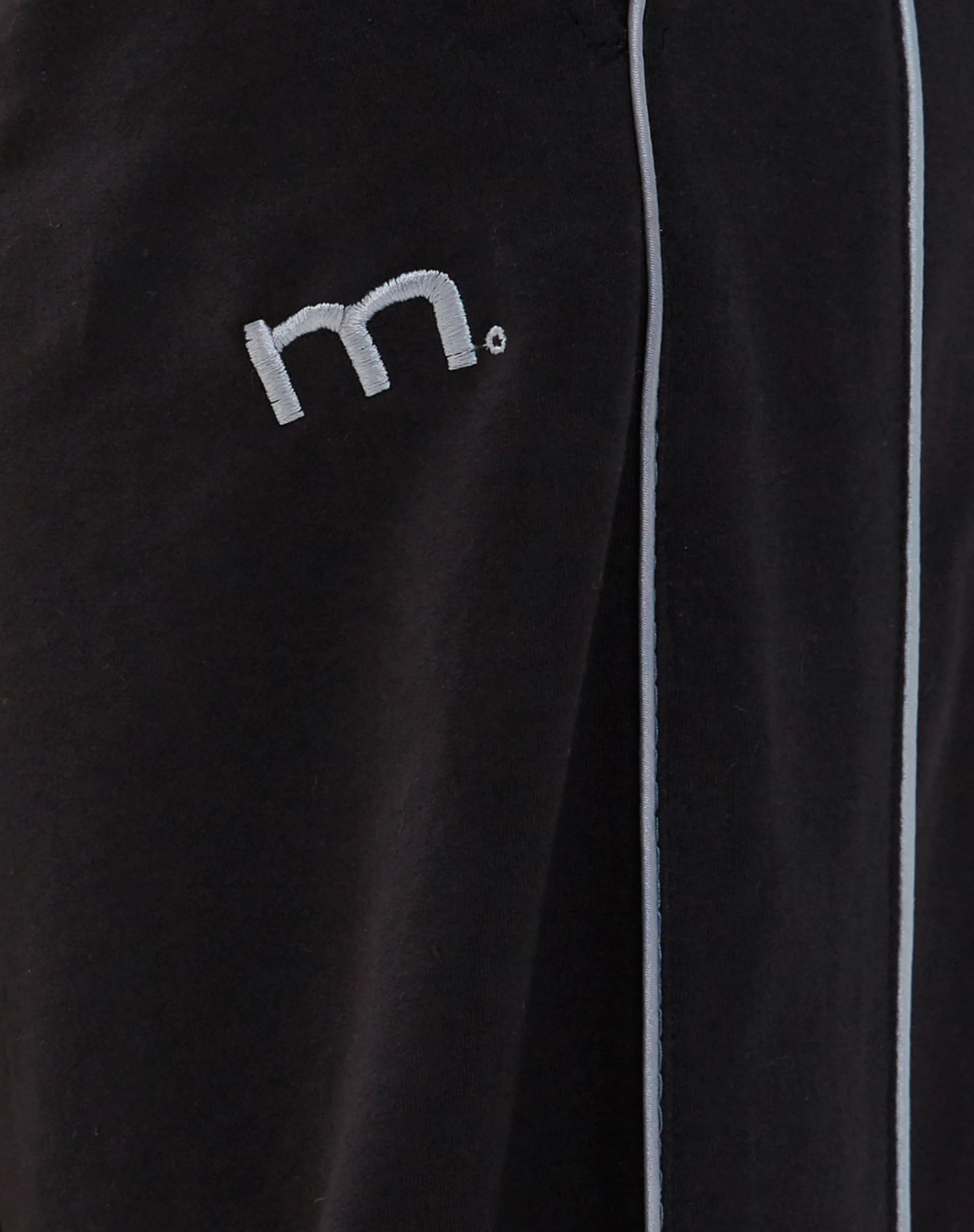 Benton Wide Leg Jogger in Black with Dark Grey Piping and 'M' Embroidery - Image 5