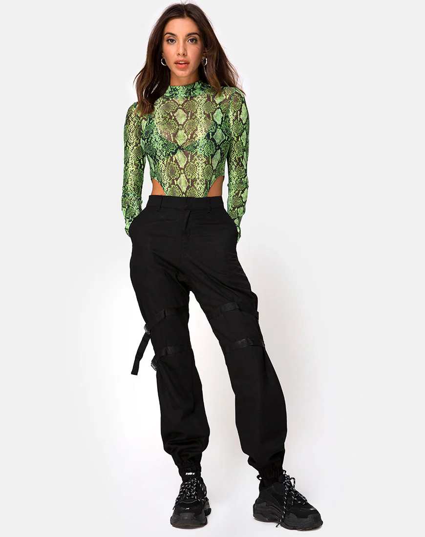 Berani Bodice in Slime Lime Snake Mesh - Image 3