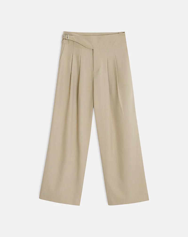 Berdine Wide Leg Trouser in Tailoring Beige - Image 3