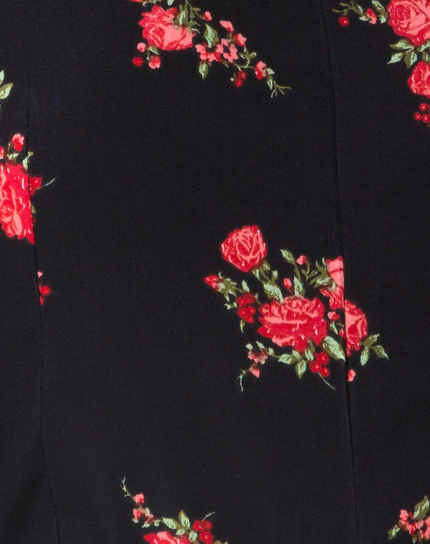 Berlo Longsleeve Playsuit in Soi Rose Black and Red - Image 7