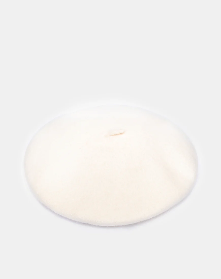 Wool Beret in Cream - Image 4