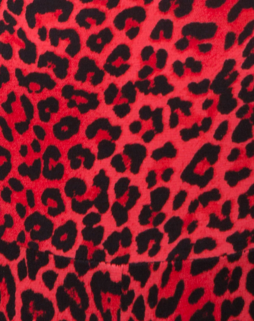 Bersh Plunge Unitard in Coloured Animal Red - Image 5