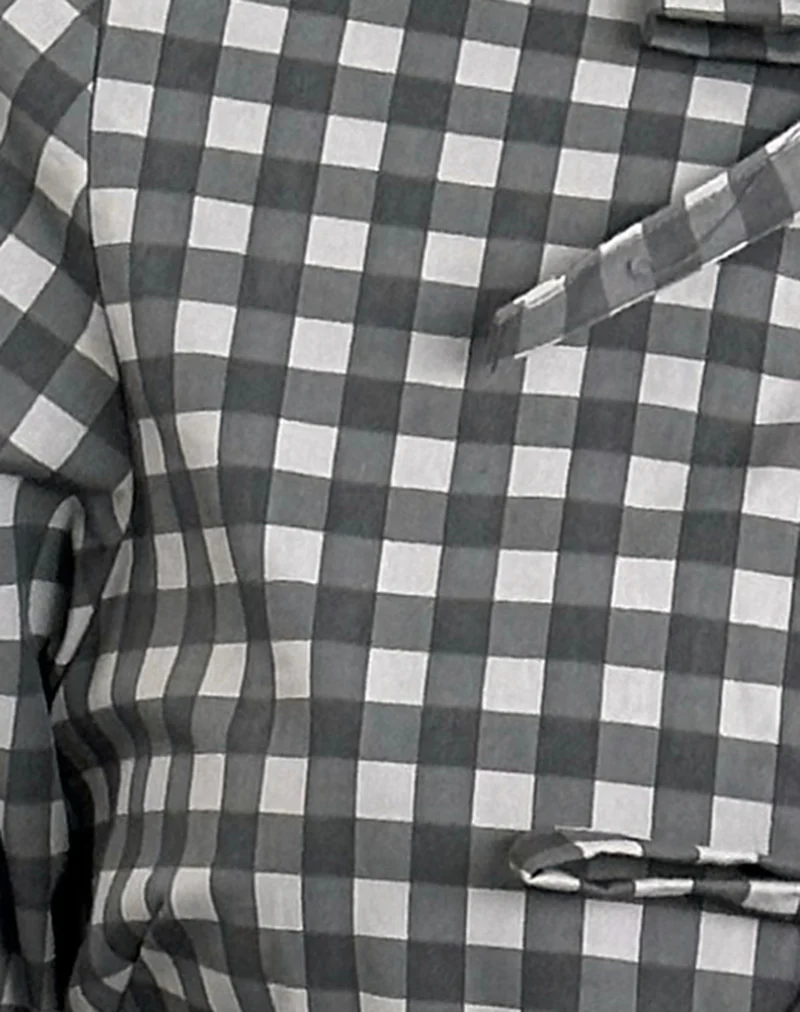 Bertaria Long Sleeve Top in Tonal Gingham Black and Grey - Image 6