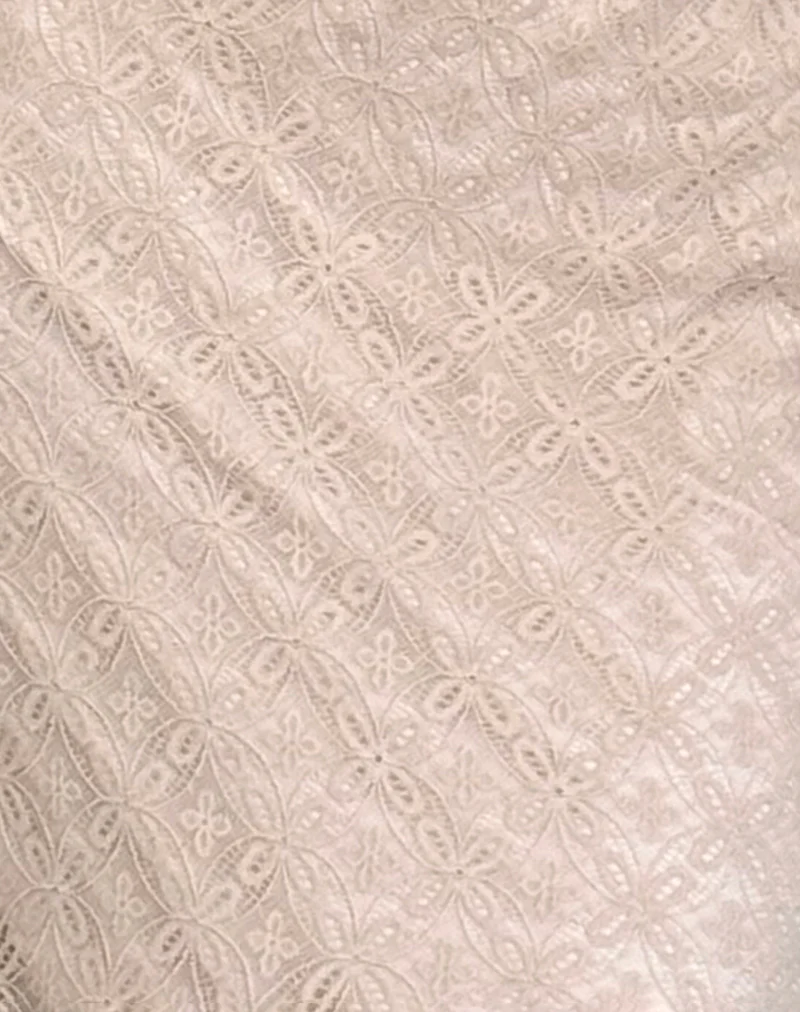 Betharia Frill Detail Midi Skirt in Nude Lace - Image 6
