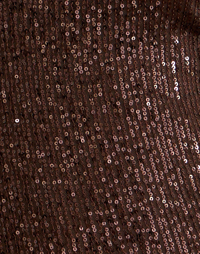 Beyi Halterneck Top in Drape Sequin Brown - Image 6