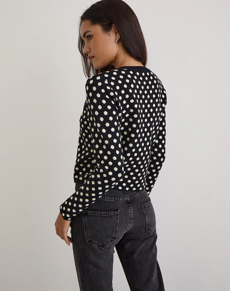 Bhavina Cardigan in Mono Polka - Image 7