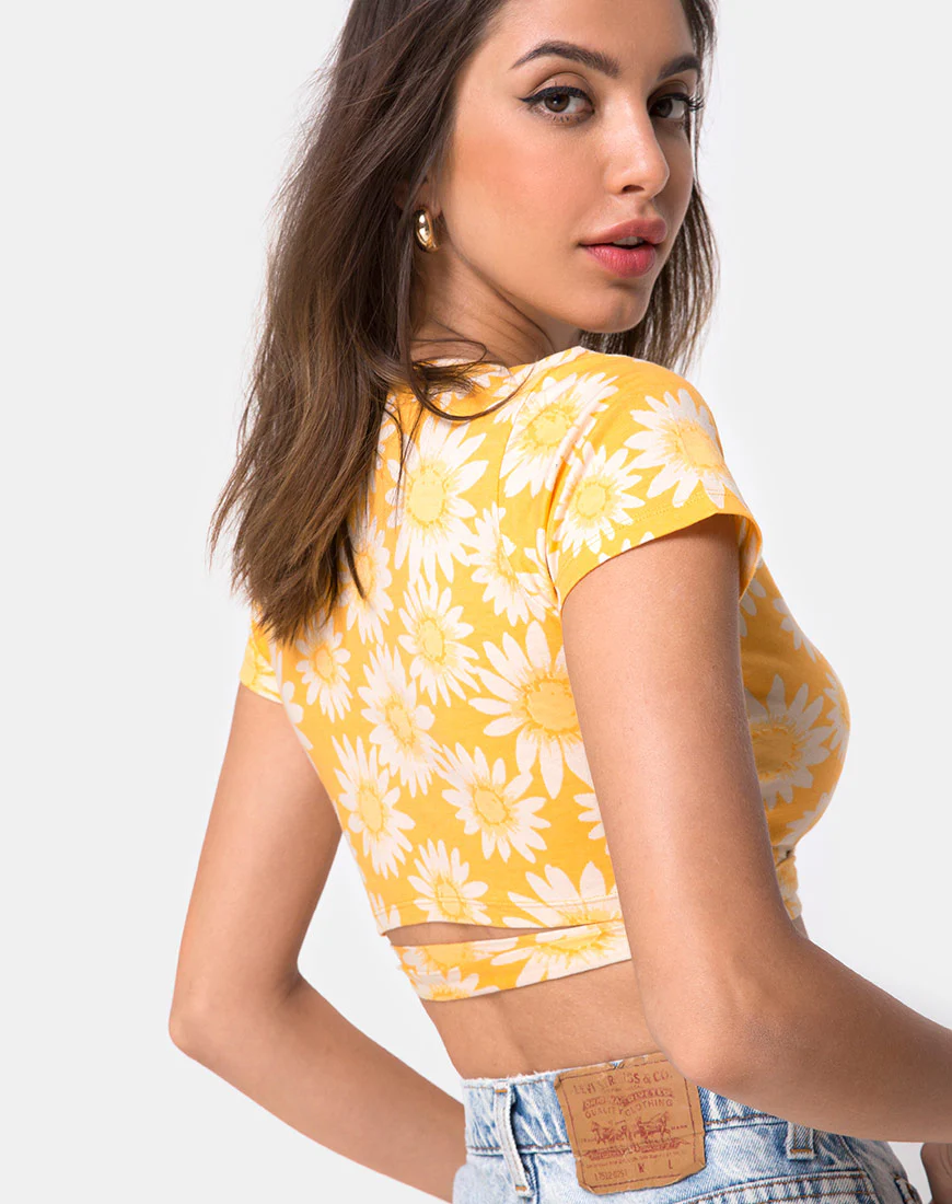 Biaz Wrap Crop in Sunkissed Floral Yellow - Image 2
