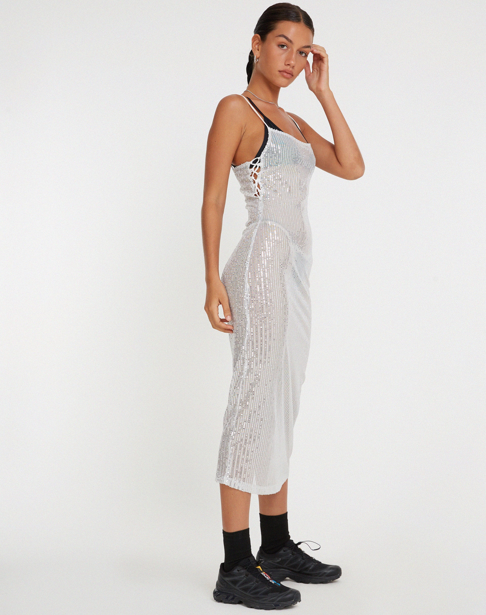 Bidelia Dress in Sequin Silver - Image 5