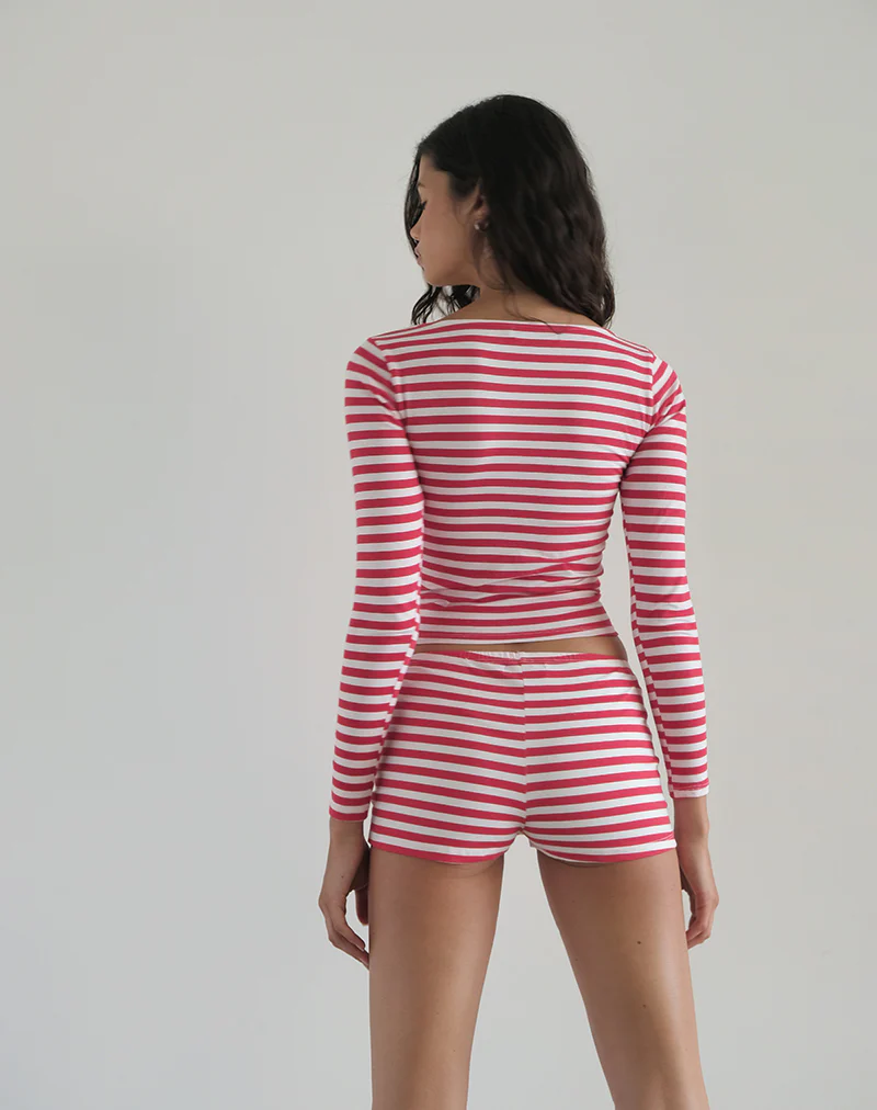 Biga Long Sleeve Top in Red and White Stripe - Image 5