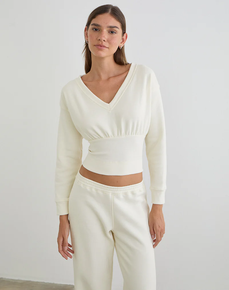Bigail V Neck Jumper in Winter White - Image 2