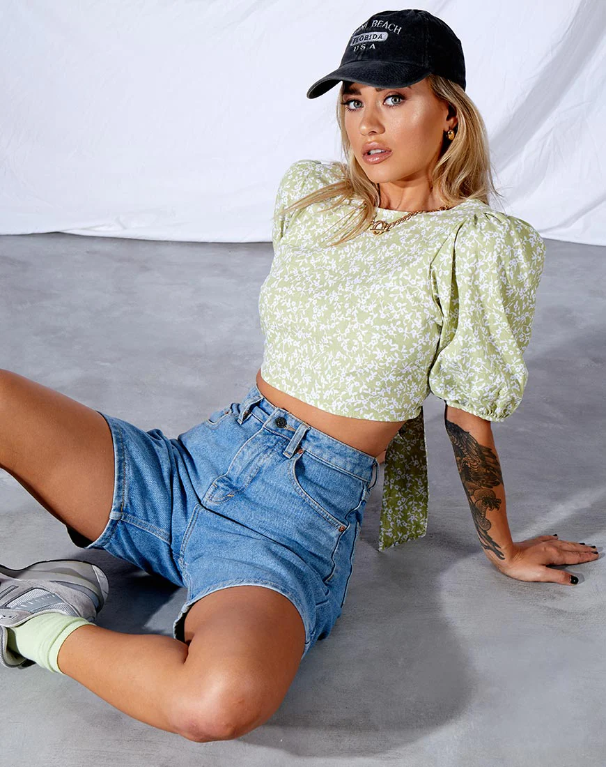 Bija Crop Top in Botanic Mint Foam - Image 2