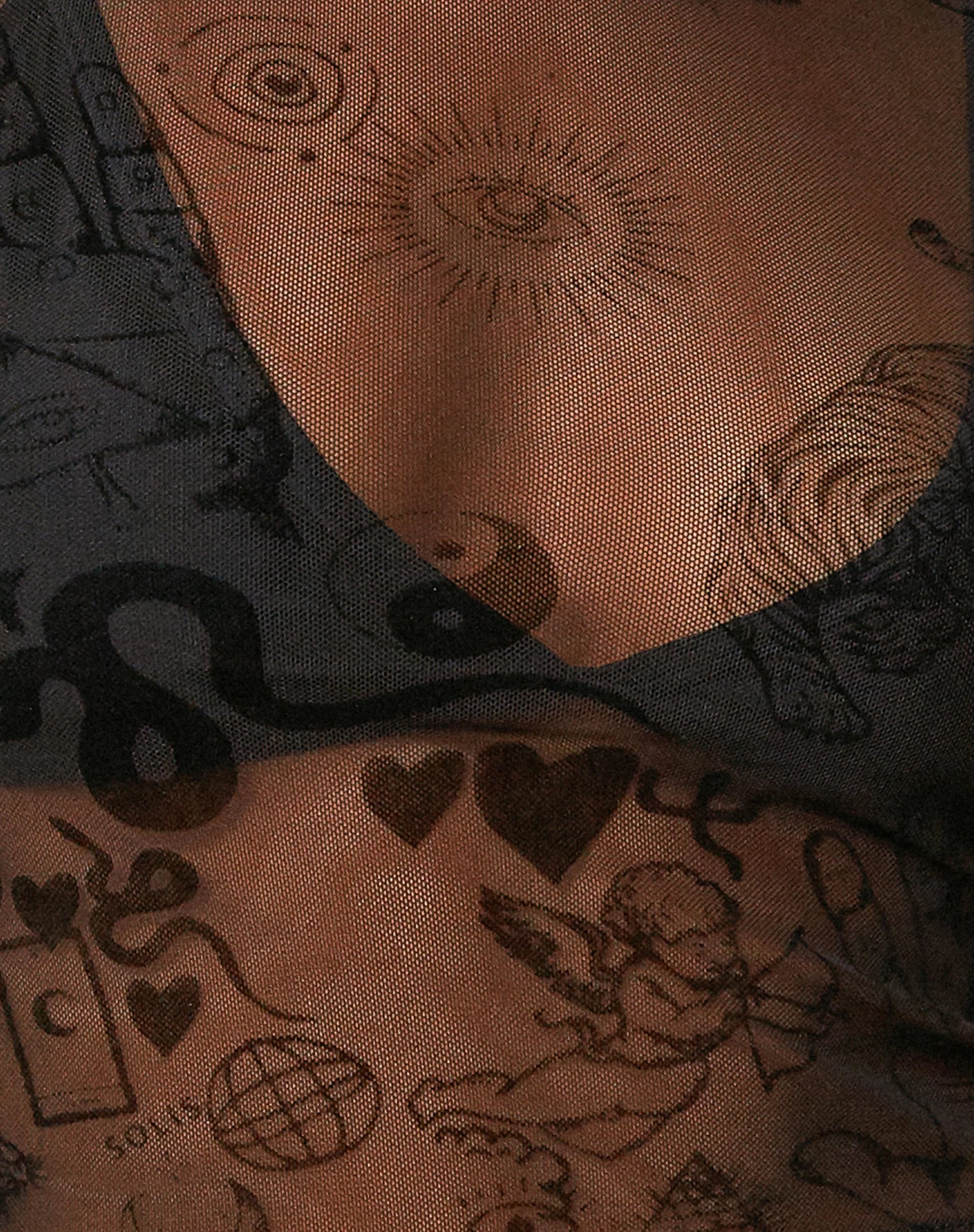 Bika Vest Top in Black Hand and Heart Flock - Image 4