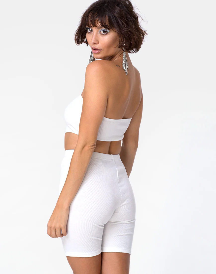 Bike Short in Mini Rib White - Image 3