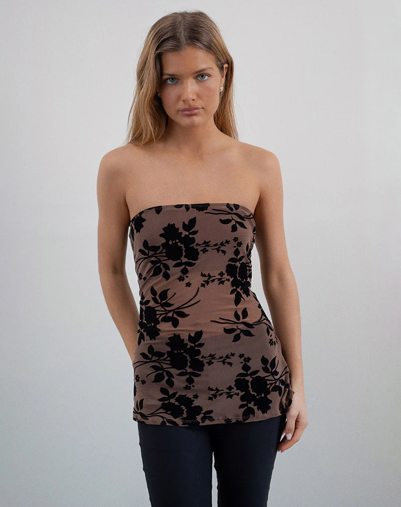 Bilancia Bandeau Top in Flock Brown - Image 4